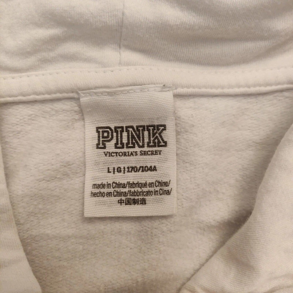 Pink Victoria's Secret Women's Hoodie Sweatshirt Quarter Zip White Size Large - Picture 3 of 6